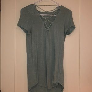 Light green lace up top